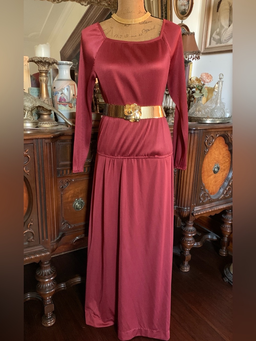 Vintage 70’s Boho Hippie Gorgeous Warm Rust Coloured Ribbed Blouse and Skirt Set
